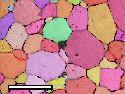 Pattern quality map from a dual phase steel, collected at 2400 pps using low beam current